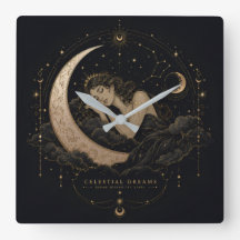 Celestial Dreams Luxury Moon & Stars Wall Clock