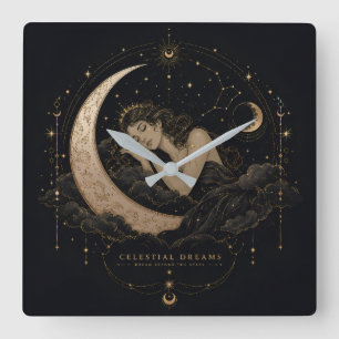 Celestial Dreams Luxury Moon & Stars Wall Clock