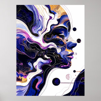 Celestial Dreamscape: Cosmic Feminine Energy Poster