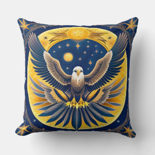Celestial Eagle on Starry Sky – Bold Patriotic Throw Pillow