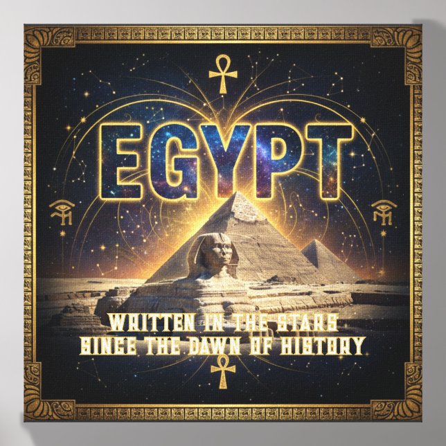 Celestial Egypt Sphinx Pyramids Galaxy Poster Canvas Photo Tile (Front Set)