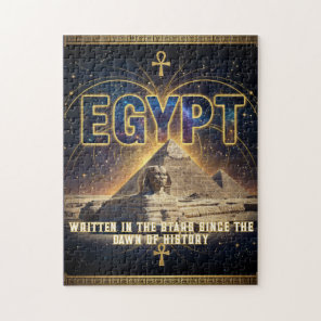 Celestial Egypt Sphinx Pyramids Galaxy Poster Jigsaw Puzzle