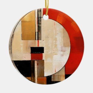 Celestial Elegance: Abstract Exploration in Beige Ceramic Ornament