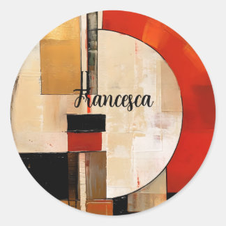 Celestial Elegance: Abstract Exploration in Beige Classic Round Sticker