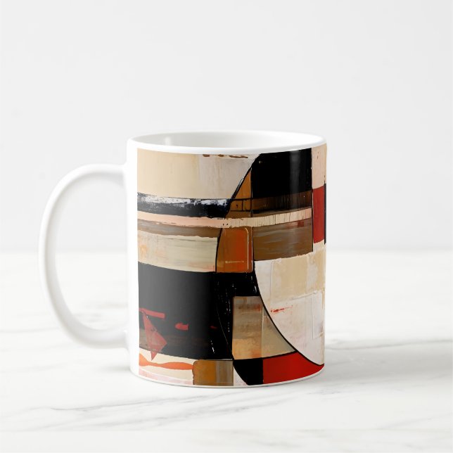 Celestial Elegance: Abstract Exploration in Beige Coffee Mug (Left)