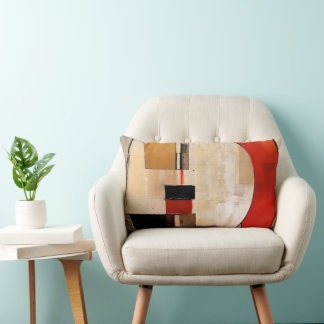 Celestial Elegance: Abstract Exploration in Beige Lumbar Pillow