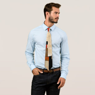 Celestial Elegance: Abstract Exploration in Beige Neck Tie
