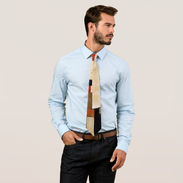 Celestial Elegance: Abstract Exploration in Beige Neck Tie (In Situ)