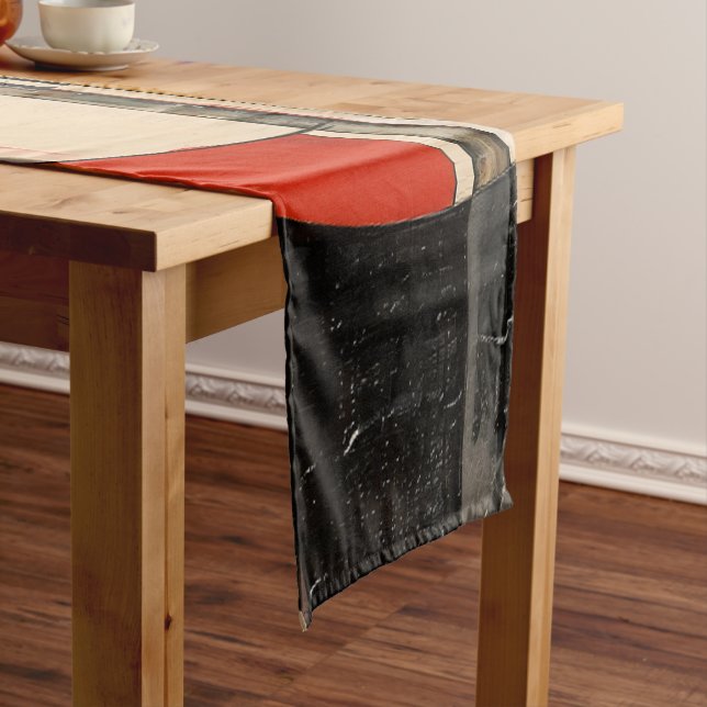 Celestial Elegance: Abstract Exploration in Beige Short Table Runner (In Situ)