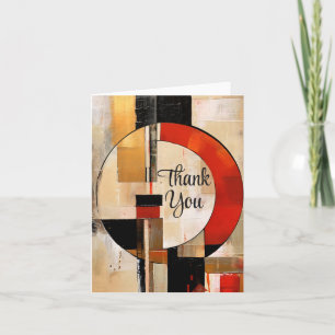 Celestial Elegance: Abstract Exploration in Beige Thank You Card