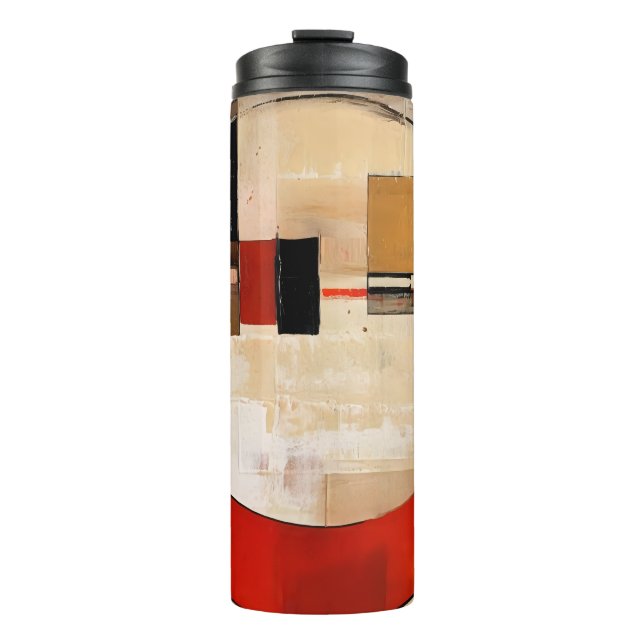 Celestial Elegance: Abstract Exploration in Beige Thermal Tumbler (Front)