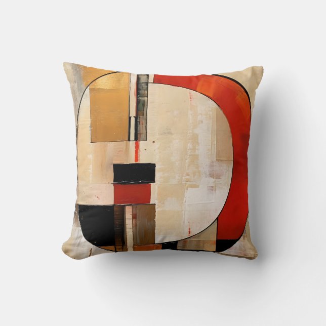 Celestial Elegance: Abstract Exploration in Beige Throw Pillow (Front)