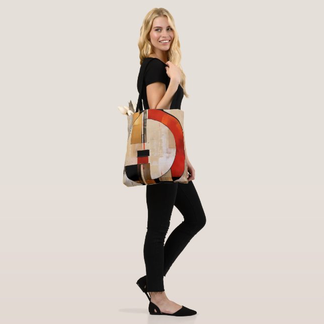 Celestial Elegance: Abstract Exploration in Beige Tote Bag (On Model)