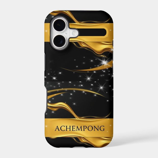Celestial Elegance: Liquid Gold Gilded - Achempong iPhone Case (Back)
