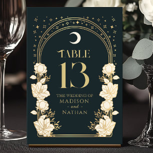 Celestial Elegant Arch Art Nouveau Wedding Table Number