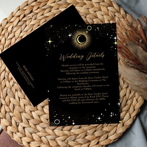 Celestial Elegant Black Wedding  Enclosure Card