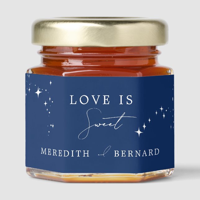 Celestial Elegant Blue Wedding Honey Jar Favors (Front)