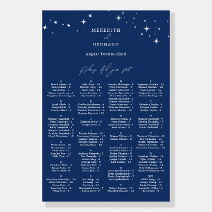 Celestial Elegant Navy Blue Wedding Seating Chart Foam Board