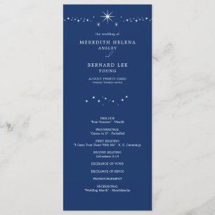 Celestial Elegant Stars Navy Blue Wedding Flat Program