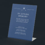 Celestial Elegant Wedding Memorial Pedestal Sign<br><div class="desc">Invite your guests to a night of romance and starlight with this celestial elegant wedding memorial pedestal sign from the Celestial Elegant Wedding Collection. Featuring a deep navy background adorned with twinkling stars and refined typography, this modern celestial design is perfect for couples who love a minimalist yet luxurious aesthetic....</div>