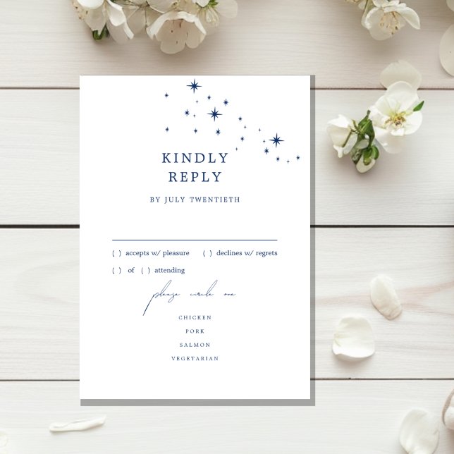 Celestial Elegant Wedding Menu RSVP Response Card (Creator Uploaded)