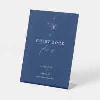 Celestial Elegant Wedding Navy Blue Guest Book