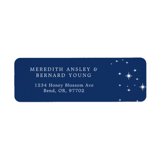 Celestial Elegant Wedding Navy Blue Return Address Label (Front)