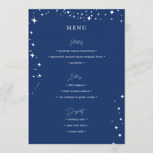 Celestial Elegant Wedding Simple Navy Blue Menu