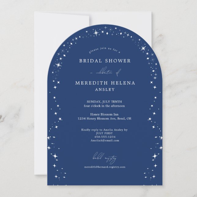 Celestial Elegant Wedding Stars Arch Bridal Shower Invitation (Front)