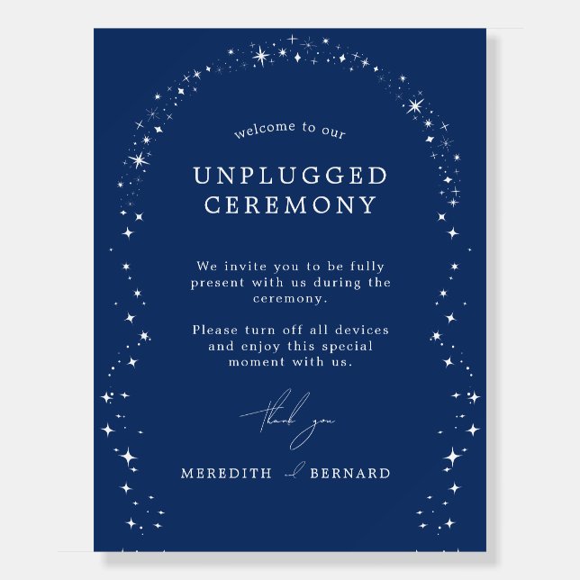 Celestial Elegant Wedding Unplugged Ceremony Sign (Front)