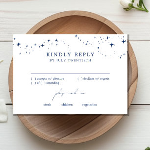Celestial Elegant Wedding White RSVP Response Card