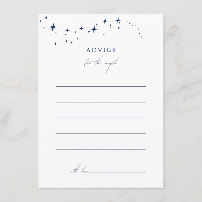 Celestial Elegant White Wedding Advice Card (Front)