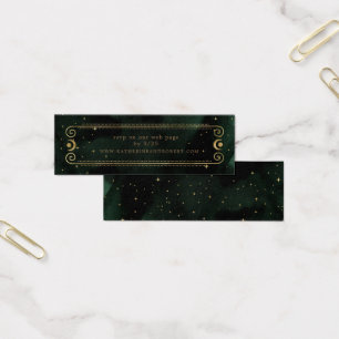 Celestial Emerald Gold Moon Wedding Website Card