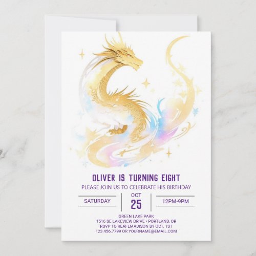 Celestial Enchanted Dragon Birthday Invitation