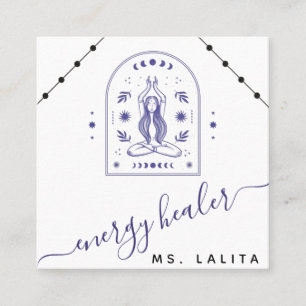 Celestial Energy Healer Cosmic Mystic Purple Boho Square Business Card