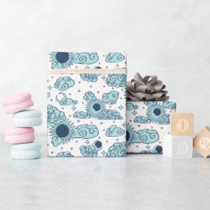 Celestial Engraving Toile (Luna Porcelain) Wrapping Paper