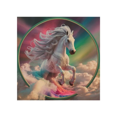 Celestial Equinox Majestic Horse in the Clouds Wood Wall Art