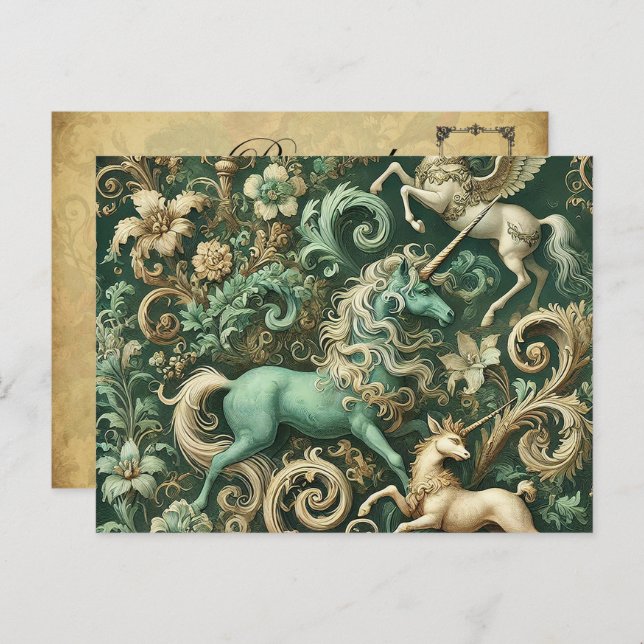 Celestial Equinox – Mythical Unicorn  Holiday Postcard (Front/Back)