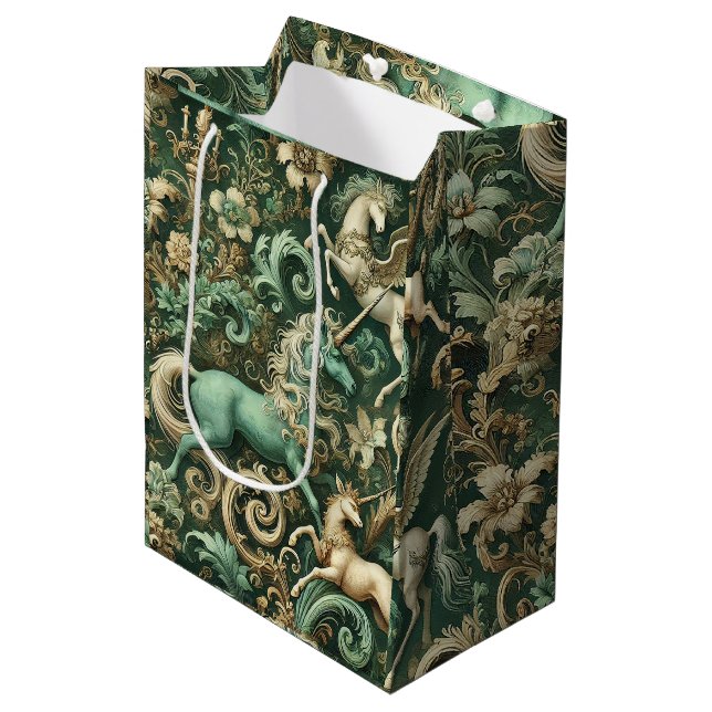 Celestial Equinox – Mythical Unicorn  Medium Gift Bag (Front Angled)