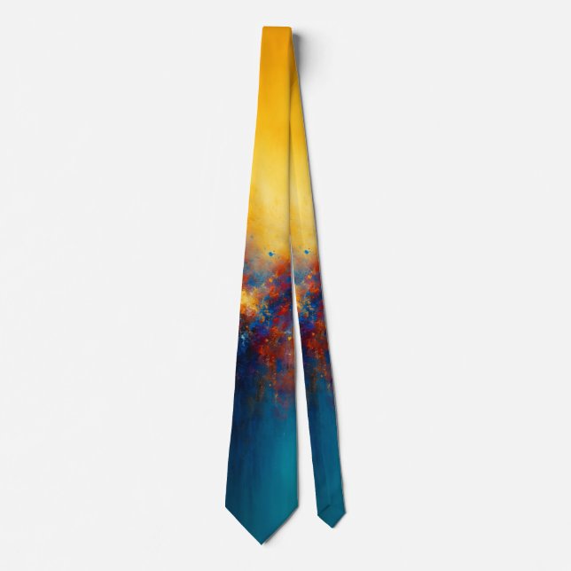 Celestial Eruption Vibrant Cosmic Explosion Neck Tie (Front)