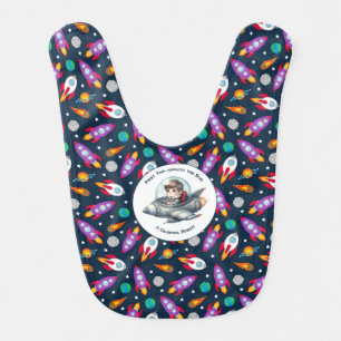 Celestial Event Rocket Space Party Baby Bib