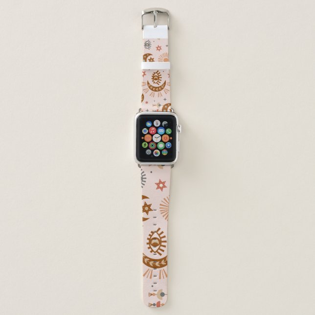 Celestial eye, moon, sun pattern. apple watch band (Front)