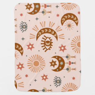 Celestial eye, moon, sun pattern. baby blanket