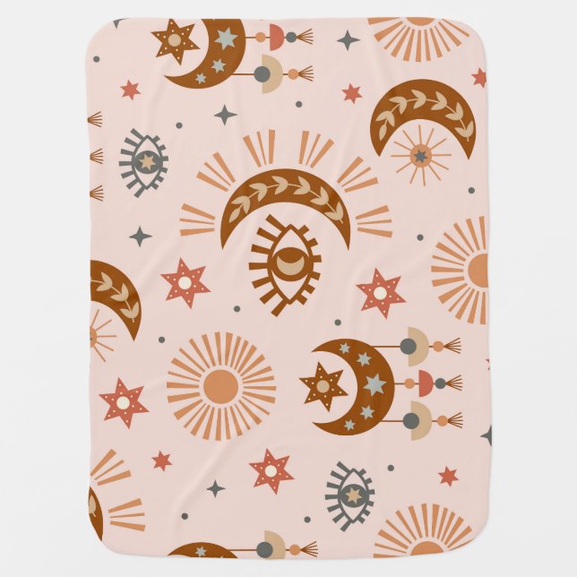 Celestial eye, moon, sun pattern. baby blanket (Front)