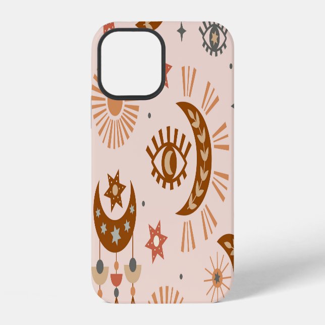 Celestial eye, moon, sun pattern. iphone case (Back)