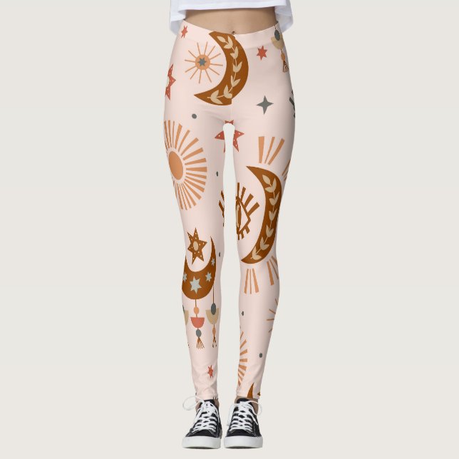 Celestial eye, moon, sun pattern. leggings (Front)