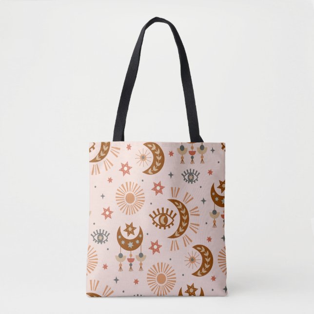 Celestial eye, moon, sun pattern. tote bag (Front)