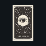 Celestial Eye Tarot Lashes Black Business card<br><div class="desc">This business card features a tarot card style design in a black and cream colour palette. The illustration shows a mystical eye with long eyelashes surrounded by twinkling stars. This would be perfect for any beautician, salon or lash specialist who prefers an alternative style business card and wants to make...</div>