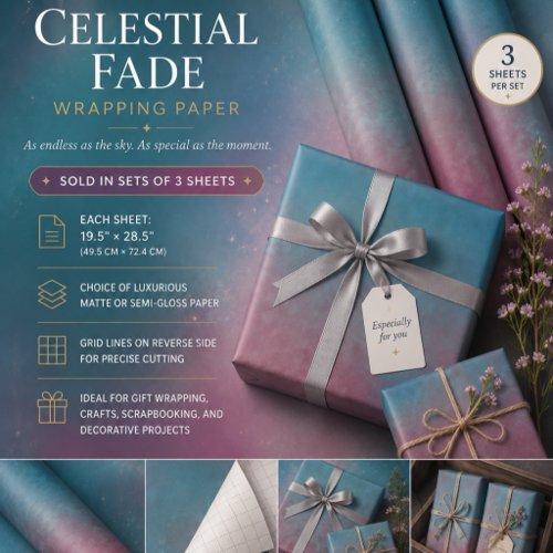 Celestial Fade Wrapping Paper Sheets