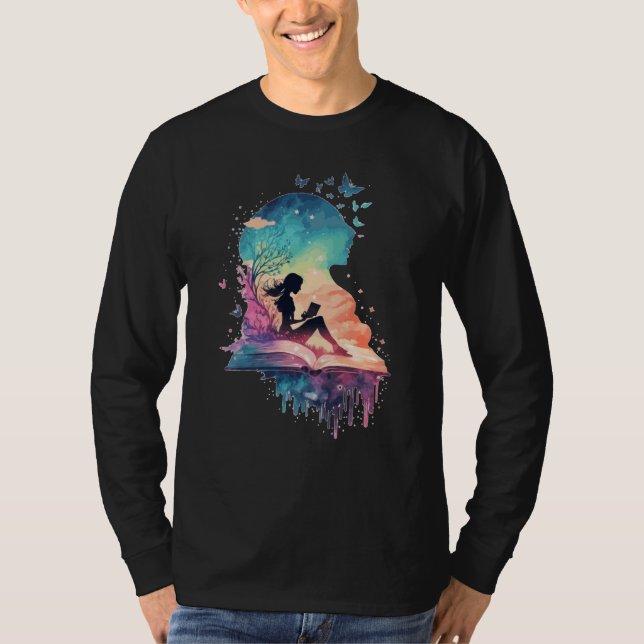 Celestial Fairy Reading Book Fantasy Novel Book T-Shirt (Front)